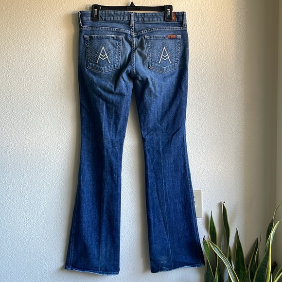 7 For All Mankind “A” Pocket White Stitching Flare Bootcut Denim Jeans 29 - Picture 4 of 8